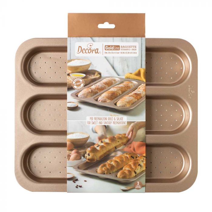 Moule 3 Cavités pain / brioches Antiadhésif GoldLine 34 X 8  X 3 H CM – Image 4