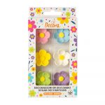Décors fleurs sucre colorés GM x6