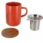 Tisanière JULIET paprika en grès et couvercle en acacia 475ml