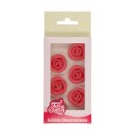 Décorations en pâte d’amande Roses rose Set/6