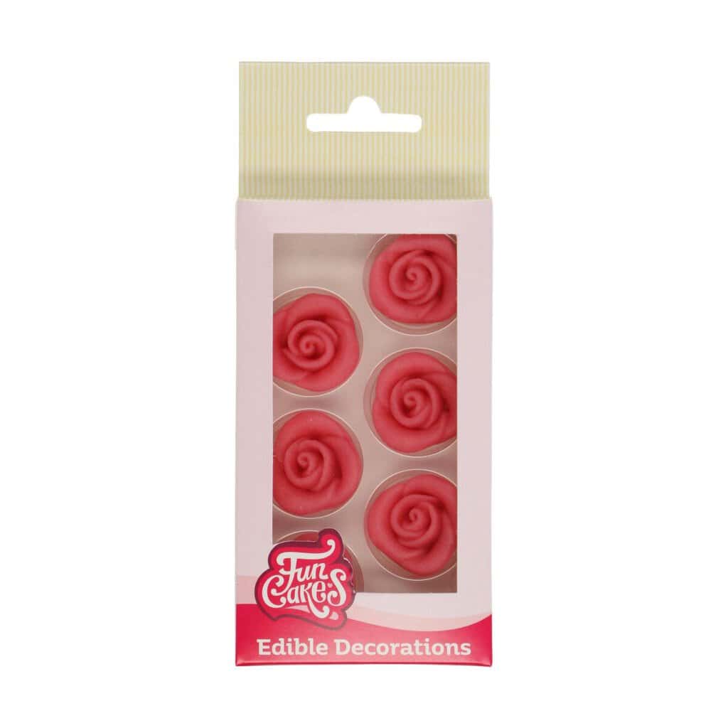10000_F50430 Décorations en pâte d’amande Roses rose Set/6 – Image 1