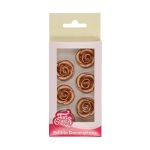 Décoration en pâte d'amande roses bronze x6