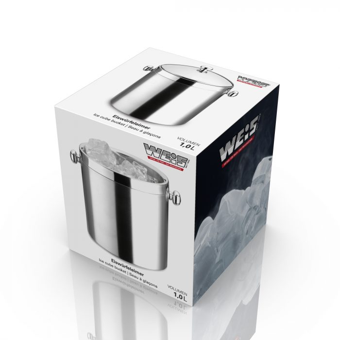 Seau à glaçons inox double parois avec pince à glaçons 1l – Image 2