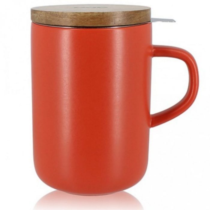 Tisanière JULIET paprika en grès et couvercle en acacia 475ml – Image 2
