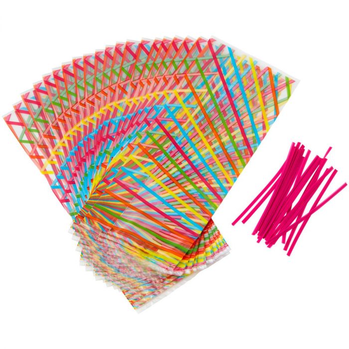 Sachet à gâteaux Roue chromatique de fête 10 x 24 CM SET/20 – Image 2