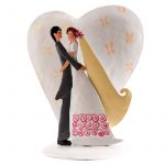 Figurine métal Mariés coeur 18cm