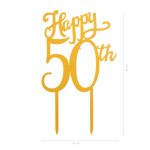 Cake topper acrylique miroir or 50 ans 16 x 10 Cm – Image 3