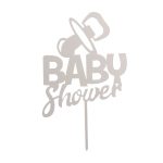 Cake topper acrylique miroir argent Baby Shower 16 x 10 Cm