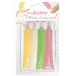 4 stylos goût choco rose, vert, jaune, blanc
