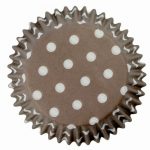 Caissette cupcakes marron poids blancs x60