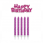 Bougies Happy Birthday Rose