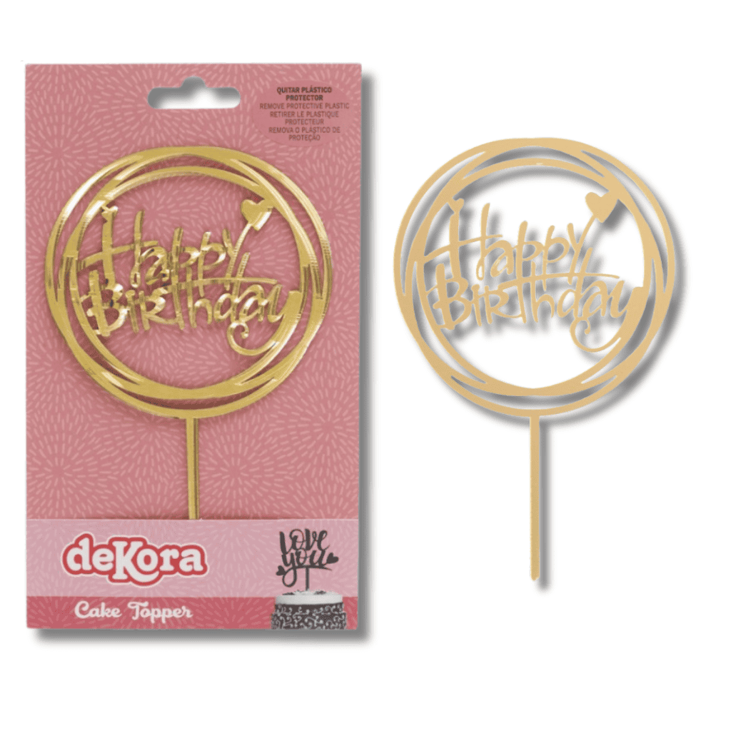 Cake topper acrylique miroir or Happy Birthday 15,4 x 10 CM Cake topper acrylique miroir or Happy Birthday 15,4 x 10 CM – Image 1