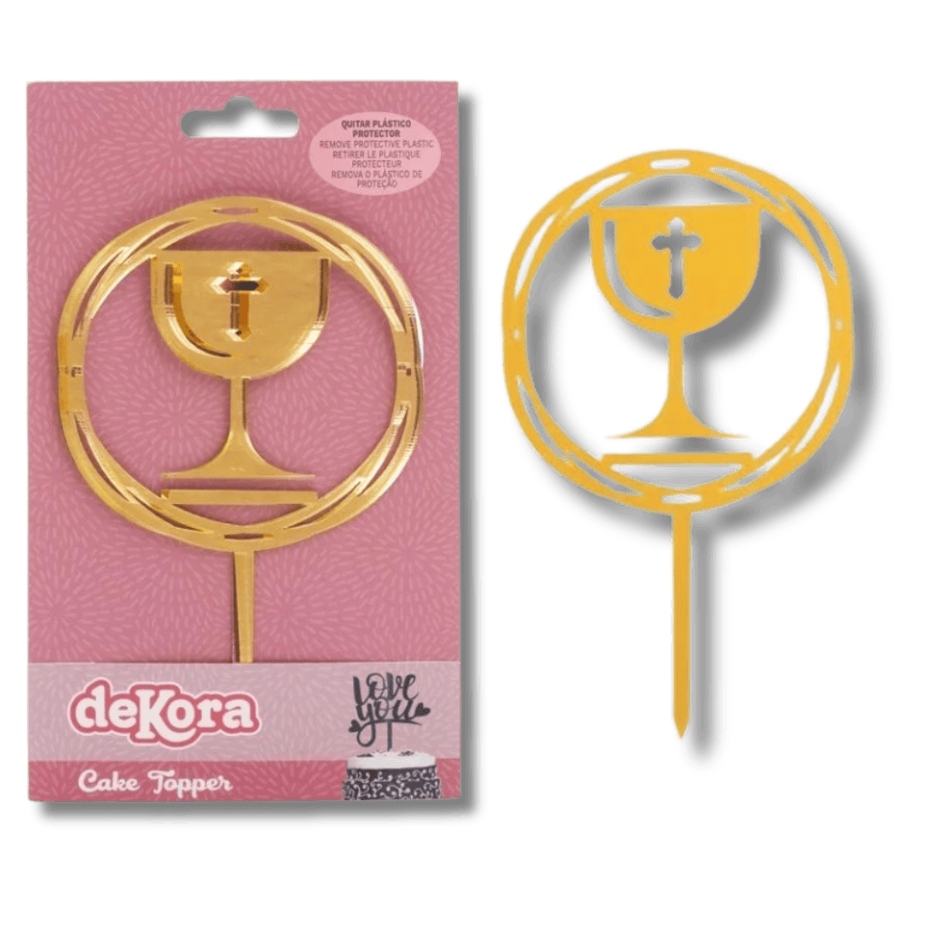 Cake topper acrylique miroir or communion 16,5 x 9,9 CM Cake topper acrylique miroir or communion 16,5 x 9,9 CM – Image 1