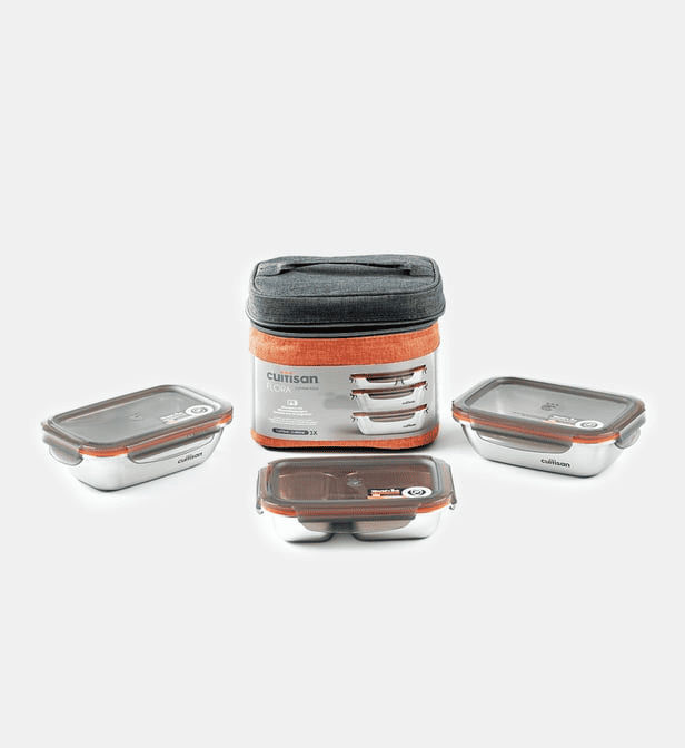 G_300408495857_230_ZP_1 Set 3 boîtes de conservation inox 370-2x580ml et sac isotherme-TO GO – Image 1