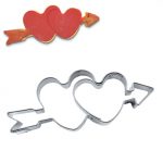 Emporte-pièces Inox Double cœur avec flèche 6 cm