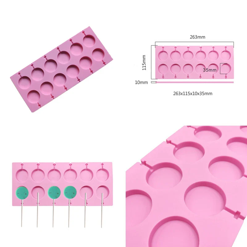 Moule-Sucette-Rond-en-Silicone-12-Trous-Mignon-Patte-Fleur-Chocolat-Bricolage-Forme-de-D-coration_jpg_Q90_jpg_1200x1200 Moule silicone sucettes Ø35 MM x12 – Image 1