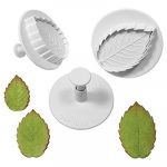 Découpoirs éjecteurs Feuille rose veiné - set de 3 - 4,5 / 5 / 5,5 CM
