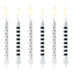 Bougies moucheté et rayé noire x6