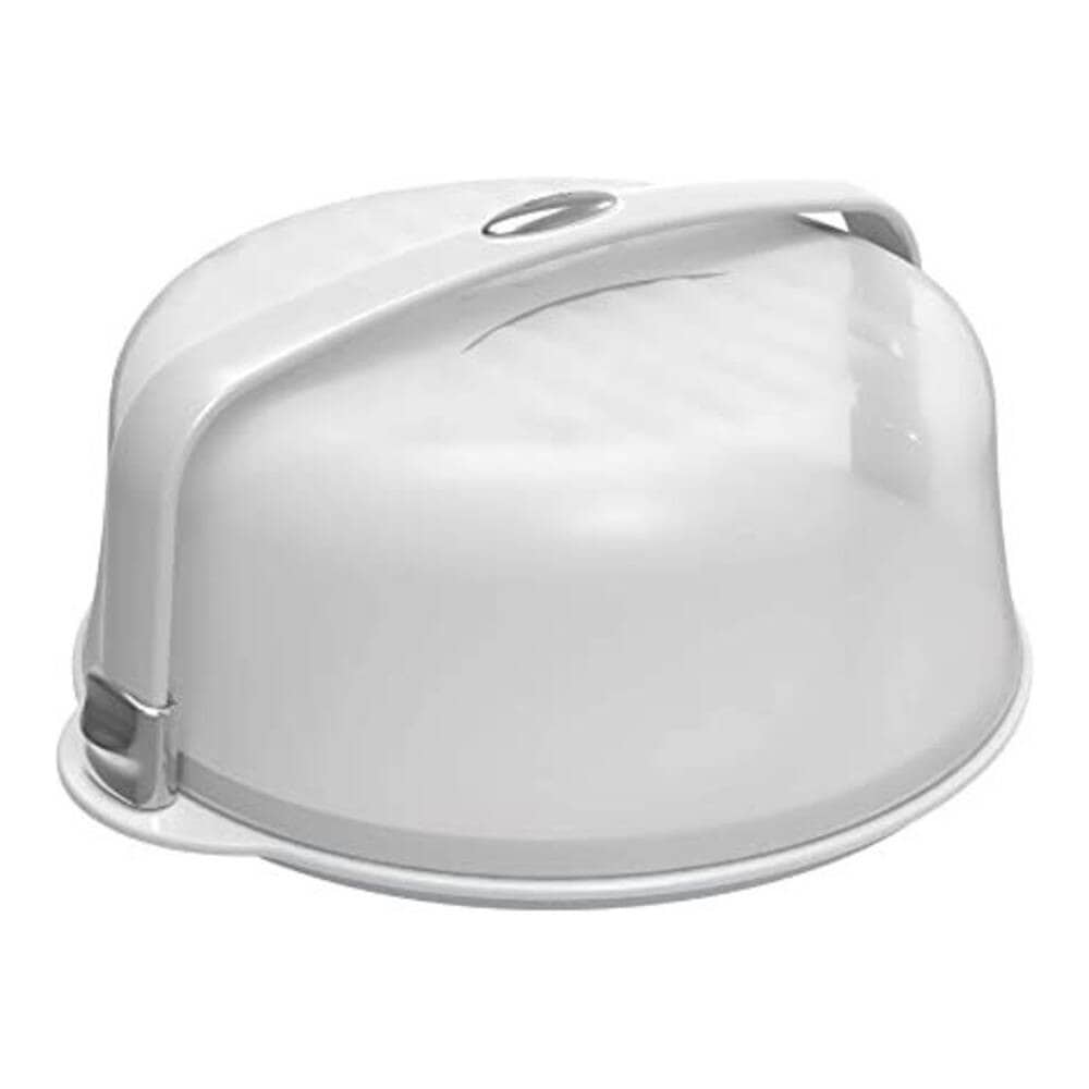 biesse-porta-pasteles-con-tapa-y-asa-para-llevar-silver-370x370x160-cm Boite à gâteau ronde blanche – Image 1