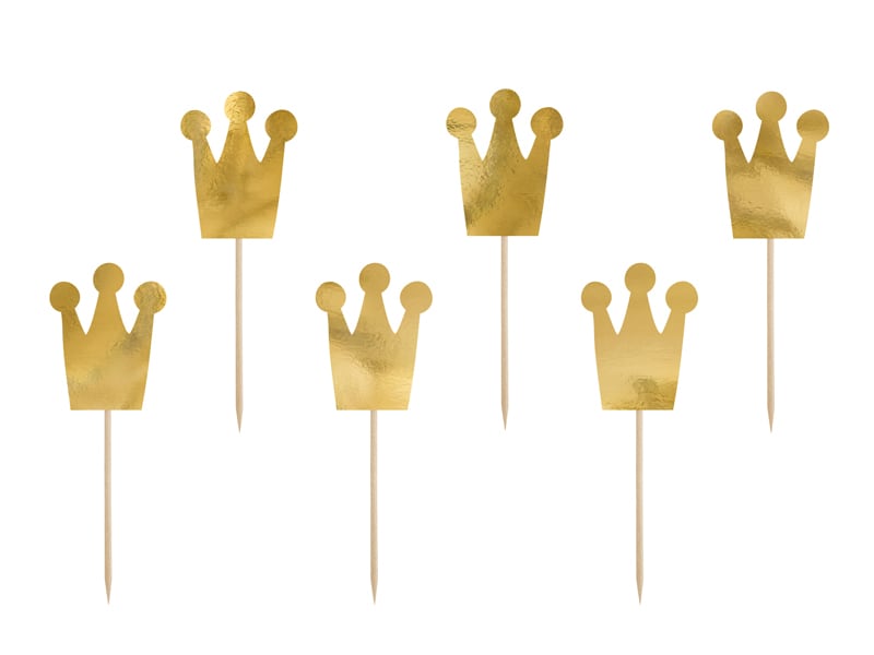 big_KPM4-019M_01_S.jpg Cupcake topper couronne doré x6 12 CM - KPM4-019M – Image 1