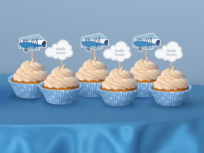 Cupcake topper avion et nuage x6 11,5 CM - KPM6 – Image 5