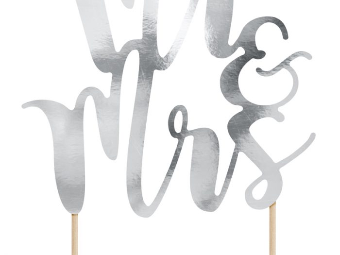 Cake toppers Mr&Mrs argent 25,5 CM - KPT10-018M – Image 2