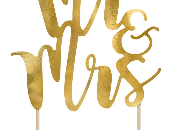 Cake toppers Mr&Mrs doré 25,5 CM - KPT10-019M – Image 2