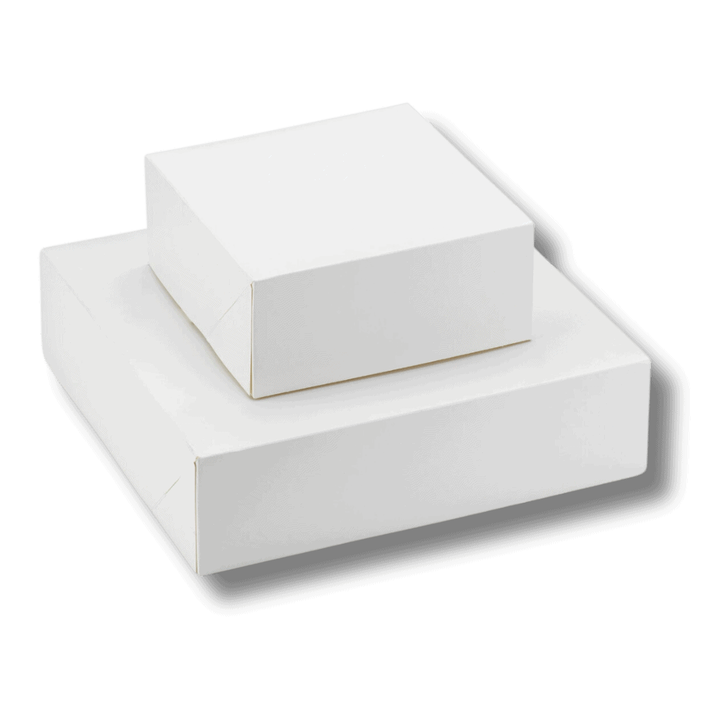 boite pâtissiere blanche différentes tailles Boîte pâtissière blanche 140 x 140 H 70 MM – Image 1