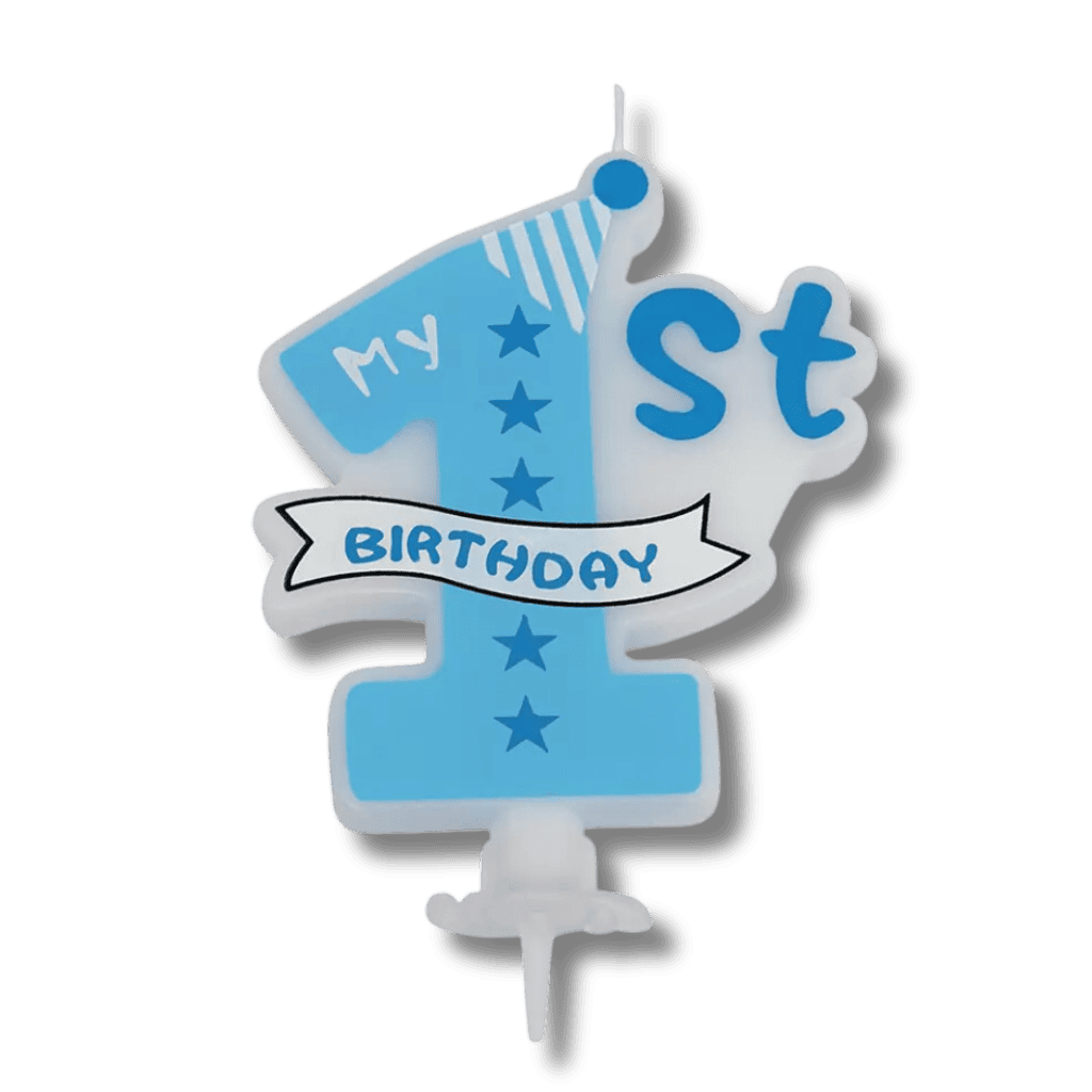 bougie permier anniversaire bleu Bougie 1st Birthday bleue – Image 1