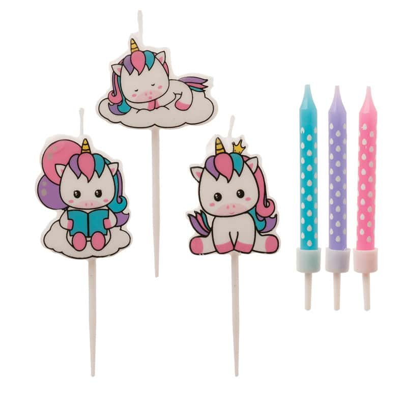 bougies-mix-licorne-lot-de-6 Mix bougies d'anniversaire Licorne – Image 1