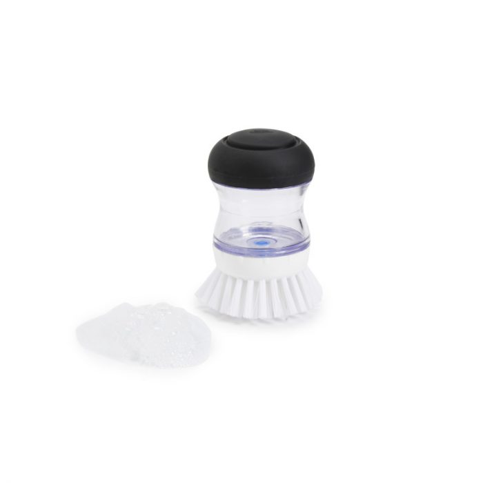 Brosse à vaisselle ronde distributrice de savon avec support – Image 2