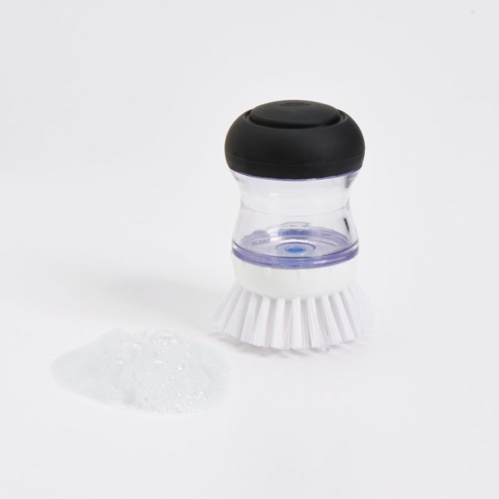 Brosse à vaisselle ronde distributrice de savon avec support – Image 4