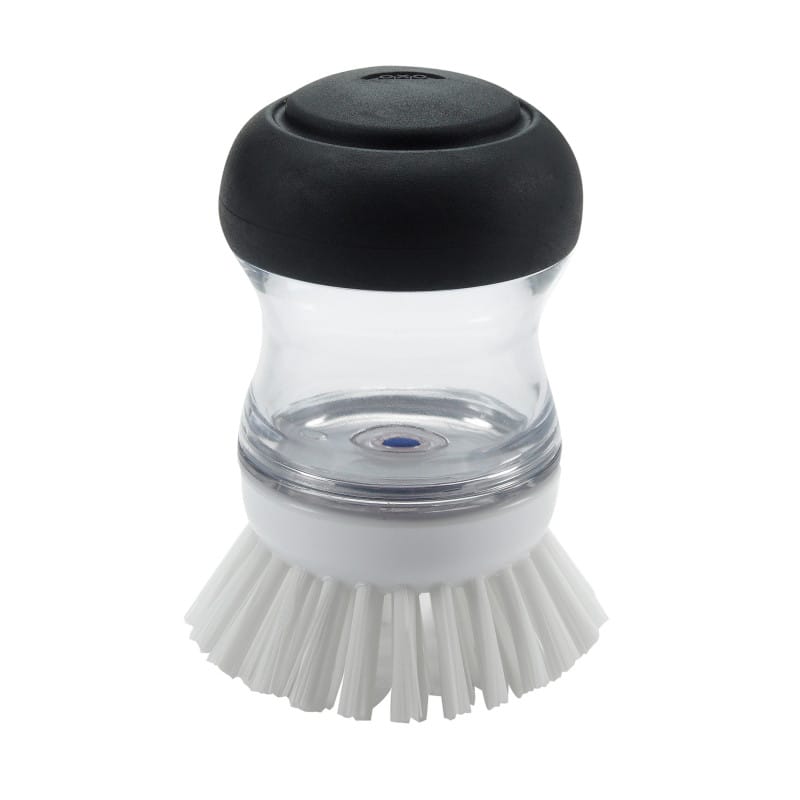 brosse-a-vaisselle-ronde-distributrice-de-savon Brosse à vaisselle ronde distributrice de savon avec support – Image 1