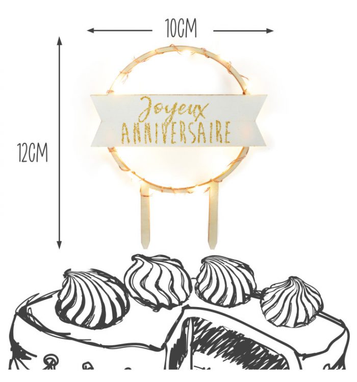 Cake topper led Joyeux Anniversaire – Image 3