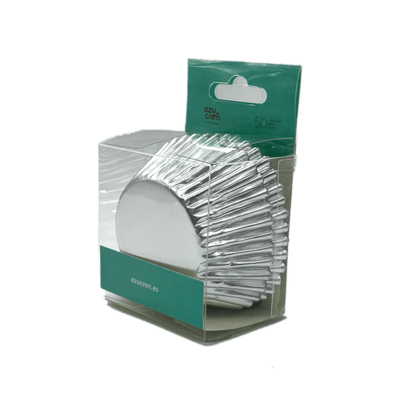 capsula-plata-metalizada-50-unidades-azucren- Caissette à cupcakes métallique argent x50 – Image 1
