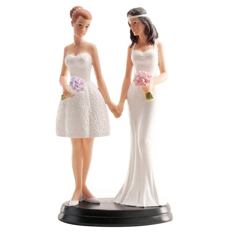 couple-de-mariees-femmes-en-robe Figurine Mariage couple Lesbiennes Actuel 20Cm – Image 1