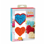 Set tampon cœur love you 1 emporte pièce et 2 tampons