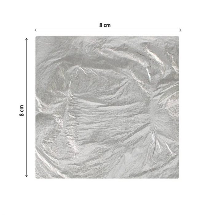 Feuille Argent comestible 8 x 8 CM – Image 2
