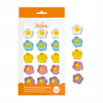Décors fleurs sucre colorés x15