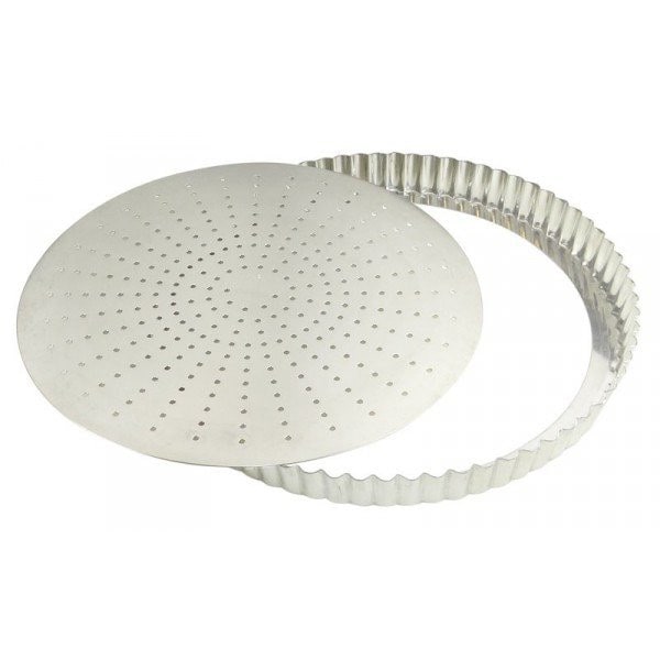 gobel-moule-a-tarte-20-cm-fond-mobile-perfore-126421.jpg Tourtière perforée fer blanc fond amovible Ø 200 MM – Image 1