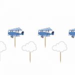 Cupcake topper avion et nuage x6 11,5 CM - KPM6
