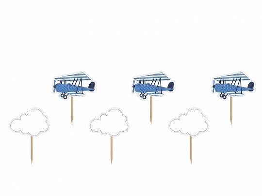 large_KPM6_01_S.jpg Cupcake topper avion et nuage x6 11,5 CM - KPM6 – Image 1