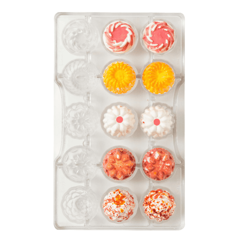 moule-a-chocolat-coeur-decora Moule Pour Praline De Chocolat Summer Ø 30 X 20 H Mm 15 Cavites – Image 1