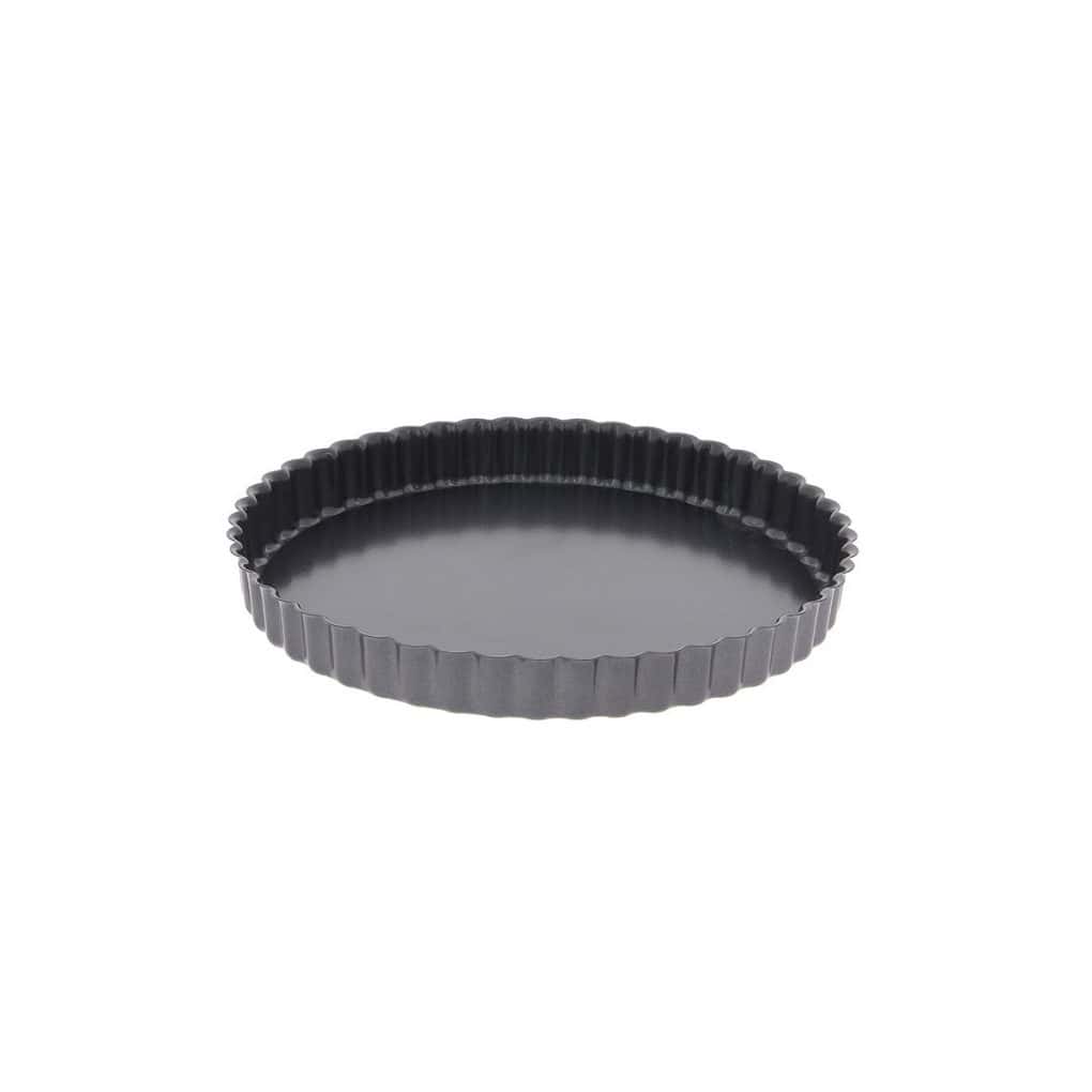 moule-a-tarte-rond-acier-antiadhesif.jpg Moule à tarte cannelé anti adhésif à fond fixe Ø 240 H 28 MM – Image 1
