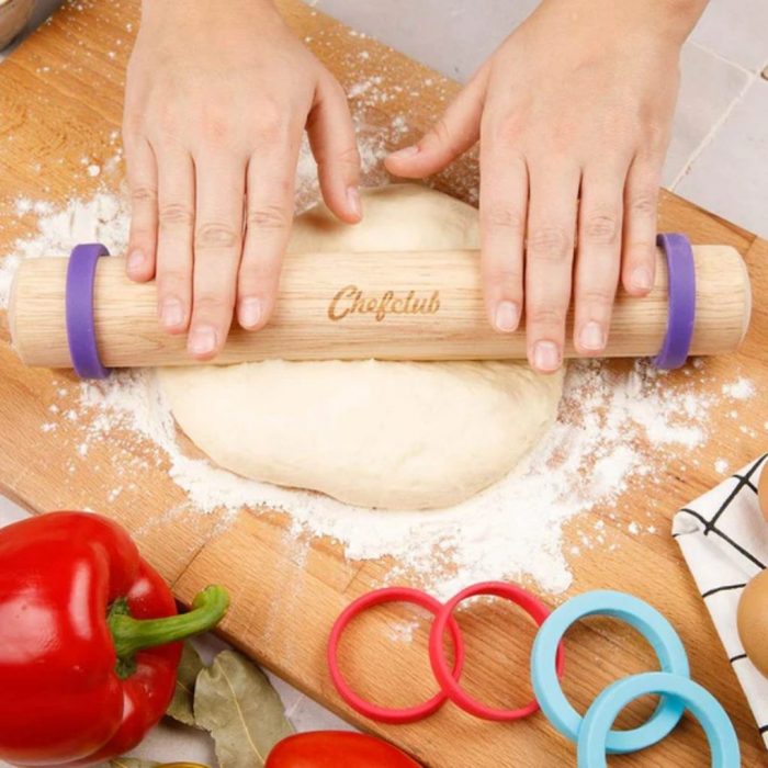 Rouleau à pâtisserie kids avec anneaux ajustables – Image 2