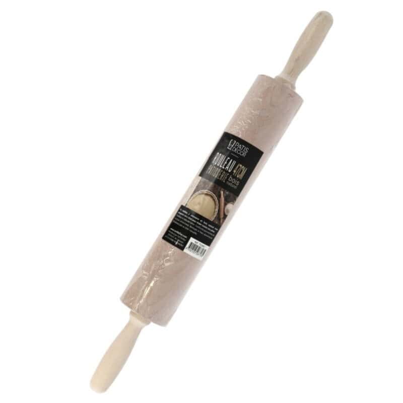 rouleau-a-patisserie-hetre-a-poignees-47-cm-patisdecor Rouleau pâtisserie bois naturel avec poignée 47 CM – Image 1