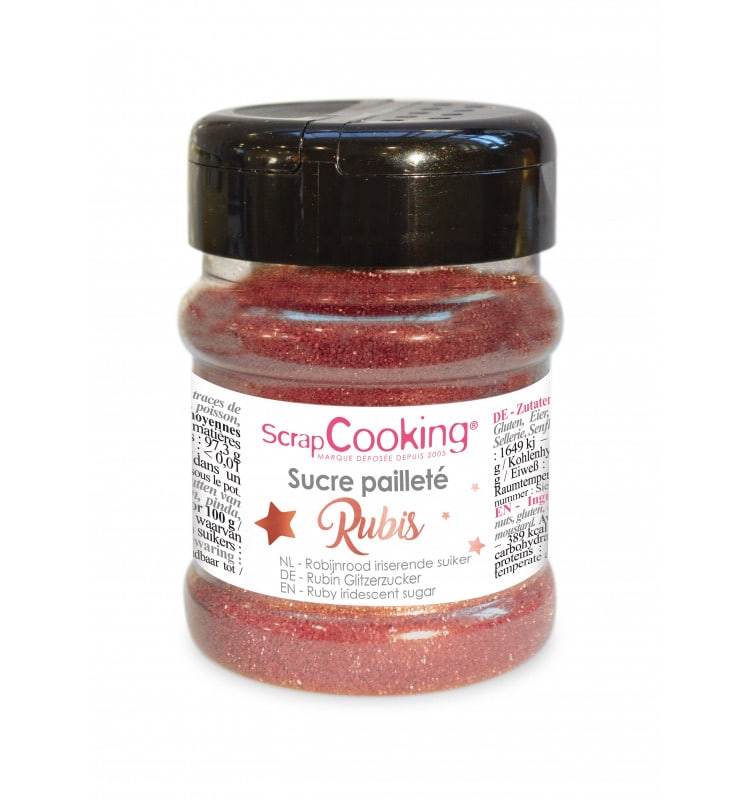ruby-sugar-glitter-160g.jpg Pot de sucre pailleté rubis 160g – Image 1