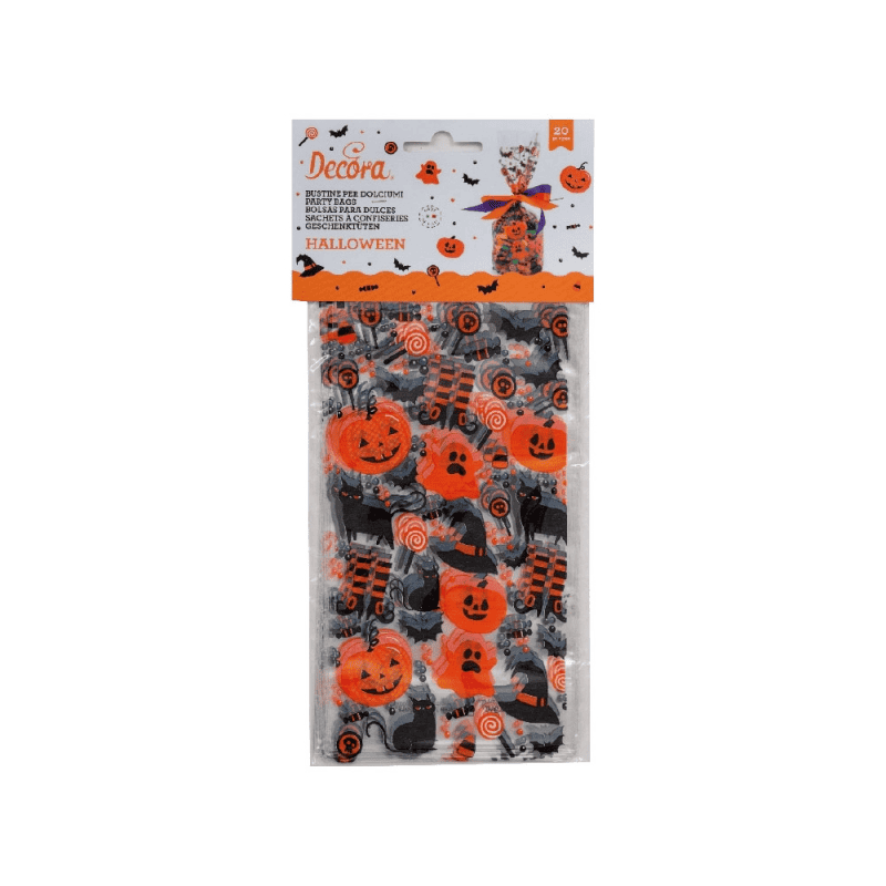 sachets-a-biscuits-halloween PAQUET 20 SACHETS A CONFISERIES HALLOWEEN 12,5+3 X 24 CM – Image 1