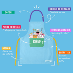 Tablier Bleu coton chefclub kids – Image 2