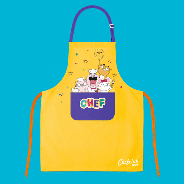 tablier-jaune-fond_bleu-600x600 Tablier jaune coton chefclub kids – Image 1